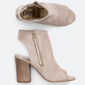 Diba Zora Peep Toe Leather Bootie, Size 9M, Taupe/Grey
